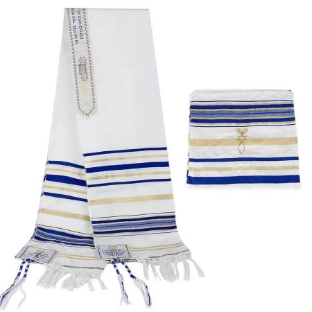 Elegant embroidered prayer shawl designed for spiritual use, featuring intricate patterns and high-quality fabric.